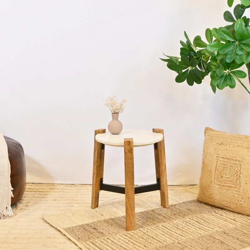 لايف ستايل Marble Top Side Table Natural